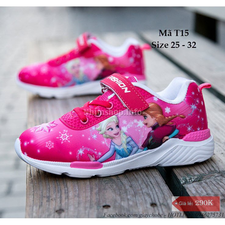 Giày Elsa &amp; Anna bé gái 3 - 7 tuổi kiểu thể thao cá tính T15