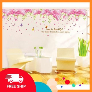 ⚡️𝗙𝗥𝗘𝗘𝗦𝗛𝗜𝗣⚡️ Decal dán tường Tán hoa anh đào hồng