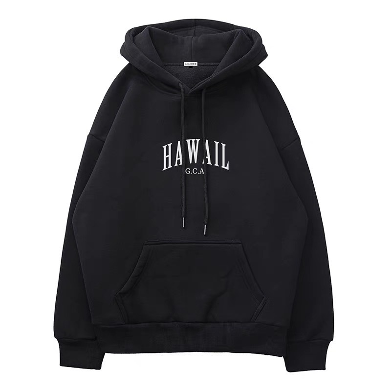 Áo Hoodie nỉ bông Hawall ba màu đen trắng xám, Áo nỉ mũ hai lớp to dày dặn, Áo Nỉ Hoodie đẹp dày dặn