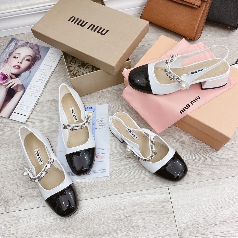 Sandal  Miumiu gót 3f . Hàng QCCC ( Fullbox)