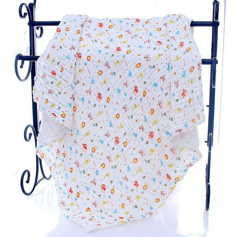 Baby bath towel 110*110cm wide edge cotton gauze six-layer summer cool blanket for infants and children