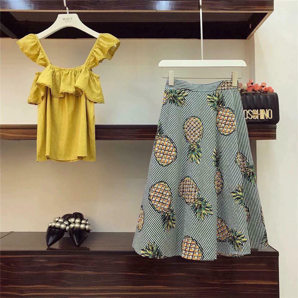 Sét áo đũi cánh tiên + chân váy dứa