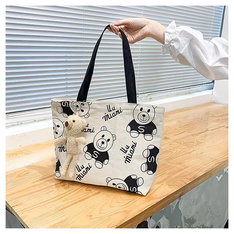 Túi vải canvas dành cho nữ hoạt tiết cute mẫu mới 2022 phong cách Hàn Quốc
