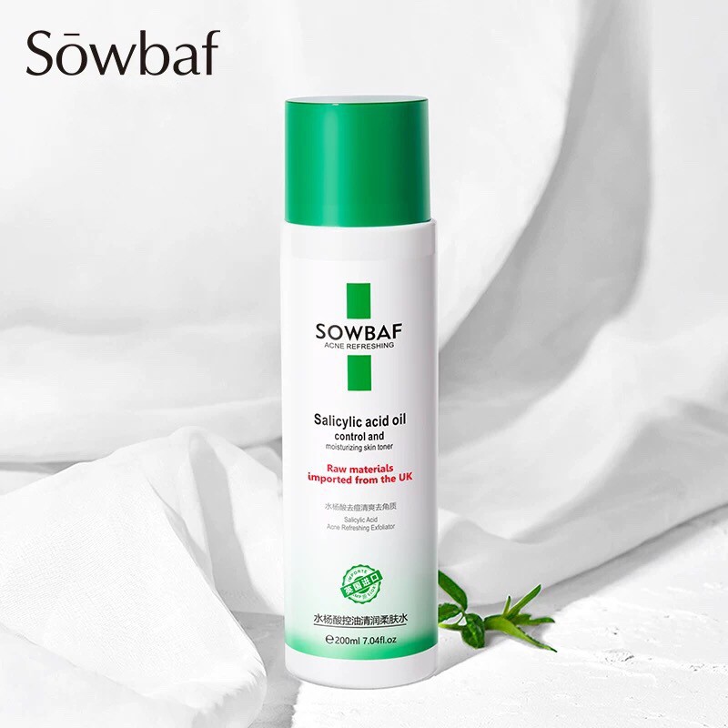 Nước hoa hồng SOWBAF kiềm dầu dưỡng ẩm giảm mụn Salicylic Acid Oil Control And Moisturizing Skin Toner SOBA05