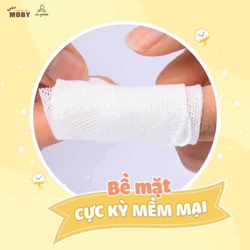 Gói 50 miếng Gạc Rơ Lưỡi Moby Baby Vệ Sinh Răng Miệng Cho Bé