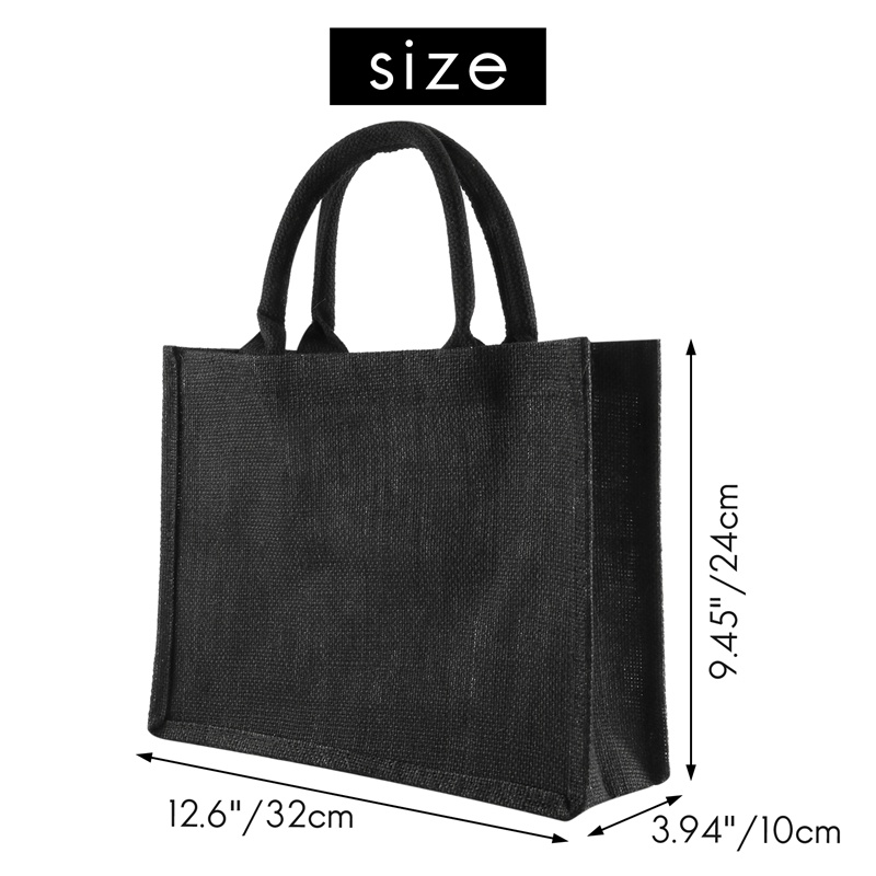 Set 6 Túi Tote Bằng Vải Bố Màu Đen Có Tay Cầm Và Làm Quà Tặng Cho Phù Dâu Đám Cưới