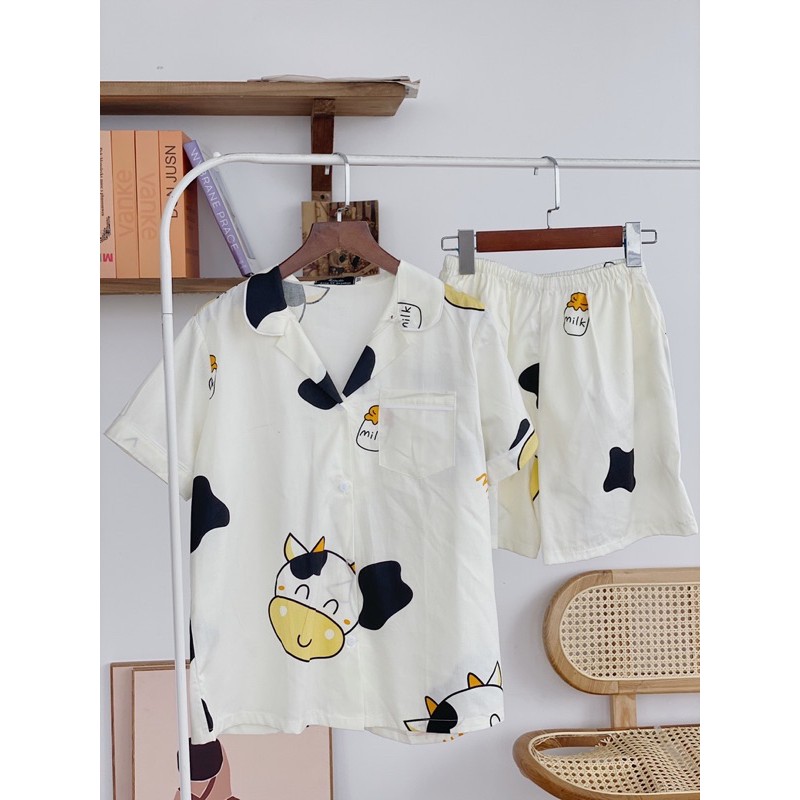 Bộ Pijama bộ đồ ngủ quần cộc  bộ mặc nhà chất thô cao cấp [ ảnh thật tự chụp]