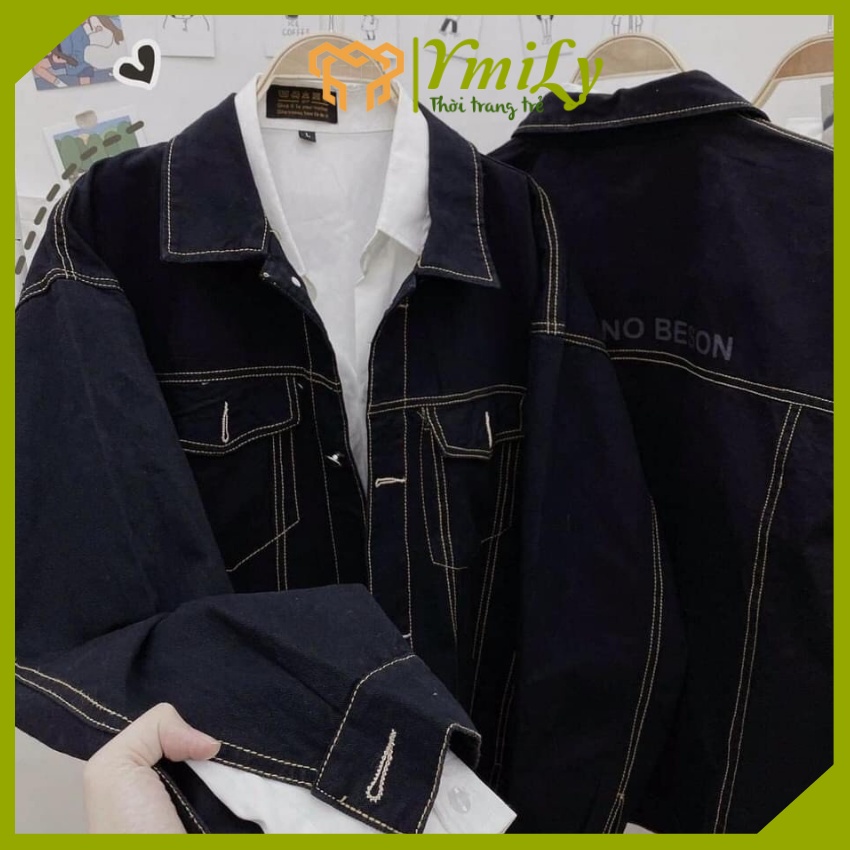 Áo khoác nữ thời trang, Áo khoác bò Viền Thuê chỉ nổi siêu đẹp form to thỏa mái - Hàng loại 1