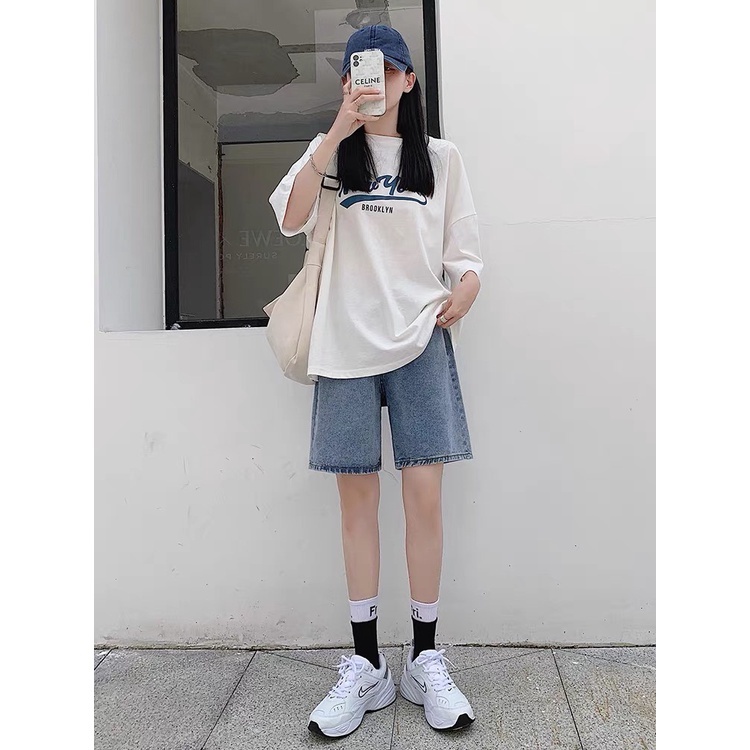 Quần short jean nữ/Quần ngố bò ống rộng lưng cao thiết kế đai thắt eo phong cách Hàn Quốc RÔ STORE QS14