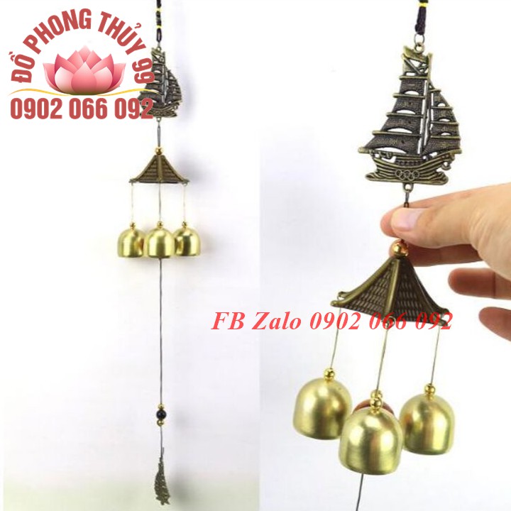 Chuông gió 3 quả phong thủy thuận buồm xuôi gió hình thuyền