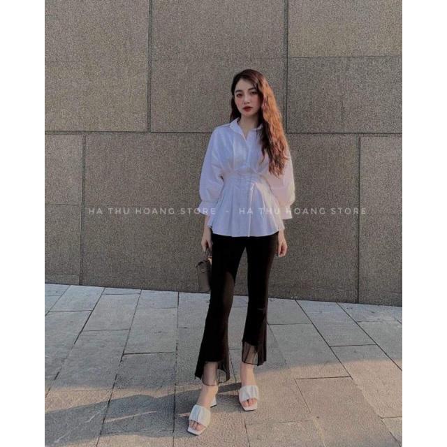 Áo sơ mi rúm eo tay bồng phong cách hàn quốc gs100