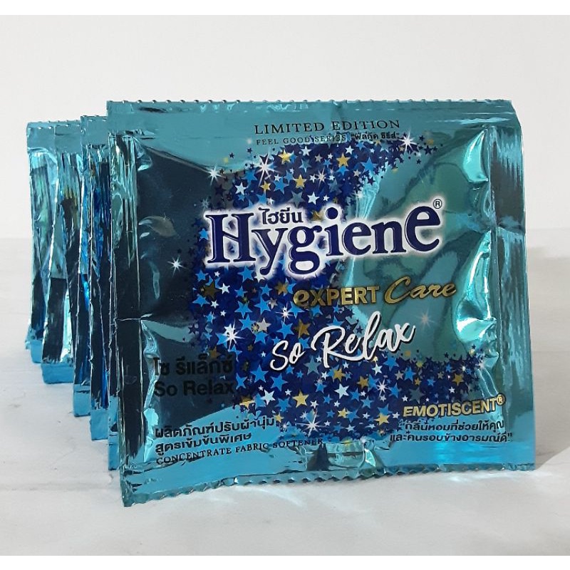Dây Nước xả vải Hygiene Expert Care so relax (xanh trăng khuyết) 12 gói x20ml