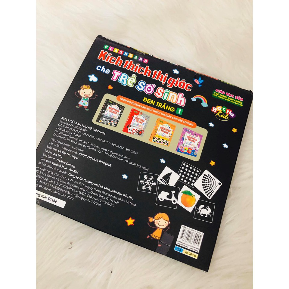 Thẻ Flashcard Kích Thích Thị Giác Cho Trẻ Sơ Sinh 𝑭𝑹𝑬𝑬𝑺𝑯𝑰𝑷 Bộ 60 thẻ, Kích Thước 21x21cm, Tập 1 Đen Trắng Dán Tường