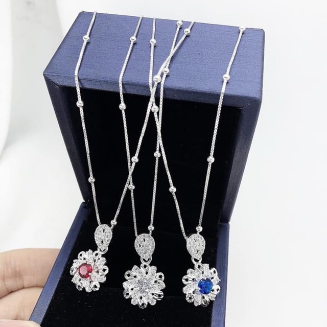 DÂY CHUYỀN MẶT HOA ĐÁ CAO CẤP - TRANG SỨC BẠC Ý S925