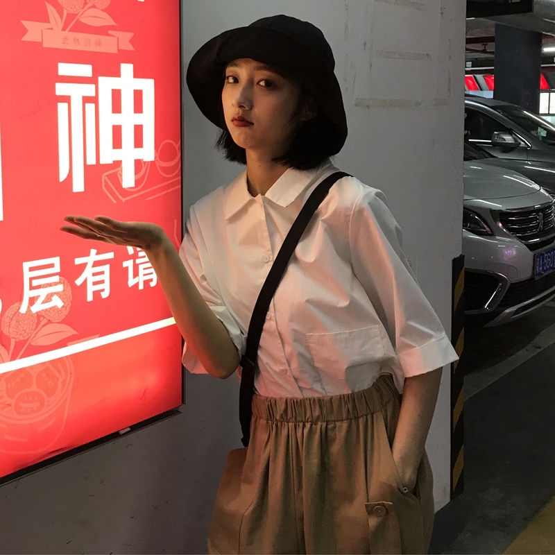 Áo sơ mi cơ bản 166362Áo Cardigan tay ngắn cổ POLO phong cách đại học | BigBuy360 - bigbuy360.vn