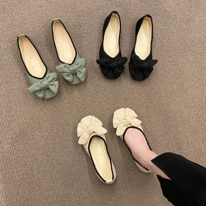 SALE— Giày búp bê mũi tròn nơ vải BIG SIZE 40-43