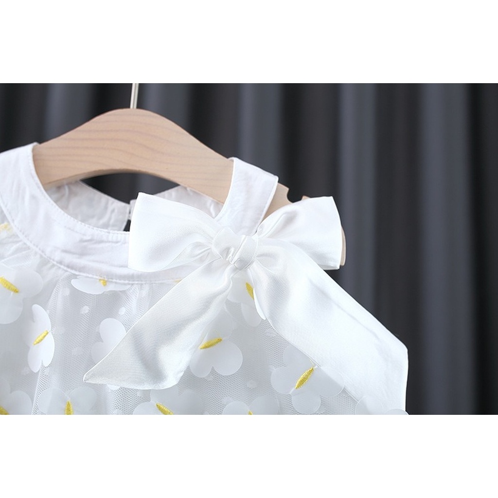 Đầm Công Chúa Không Tay Phối Lưới Họa Tiết Bướm Thời Trang Mùa Hè Dành Cho Bé Gái 1-5 Tuổi