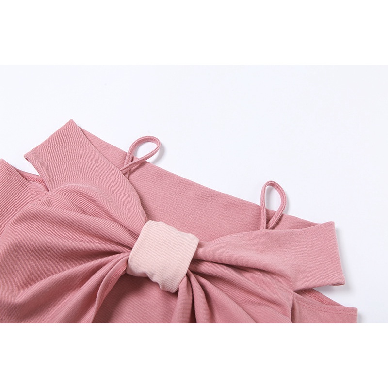 DUNEA Áo Croptop Tay Dài Thiết Kế Cổ Một Chữ V 3.3