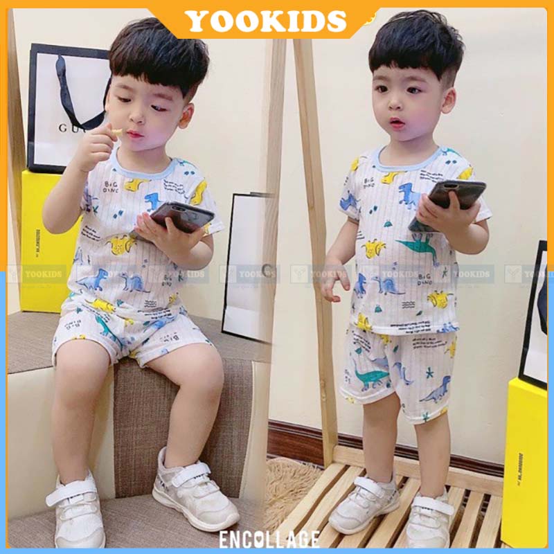 Bộ cộc tay cho bé trai bé gái YOOKIDS chất cotton giấy nhẹ mát thấm hút mồ hôi tốt cho bé 1 2 3 4 tuổi 5 - 15kg