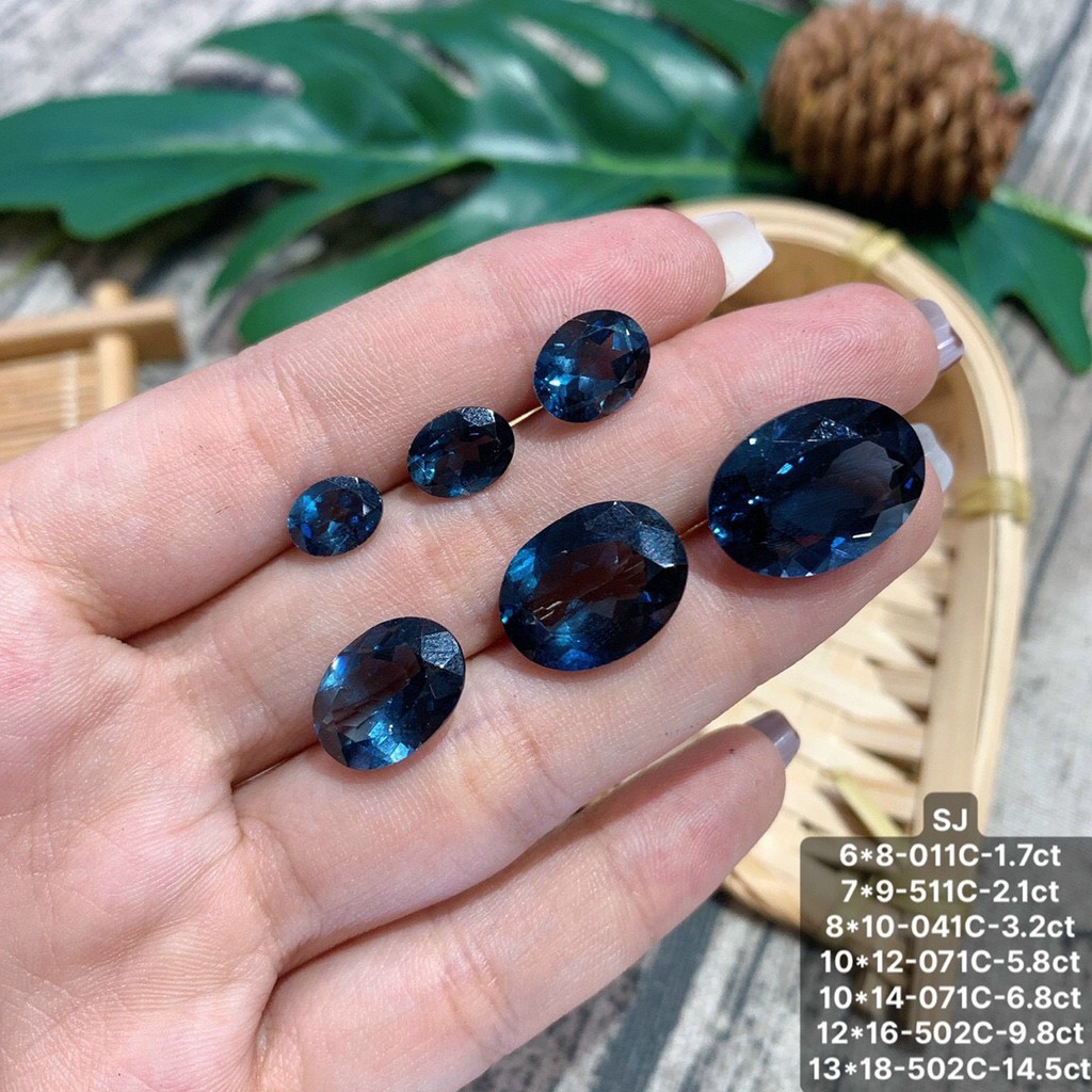 Mặt Đá Topaz London Oval Xanh Đủ Size