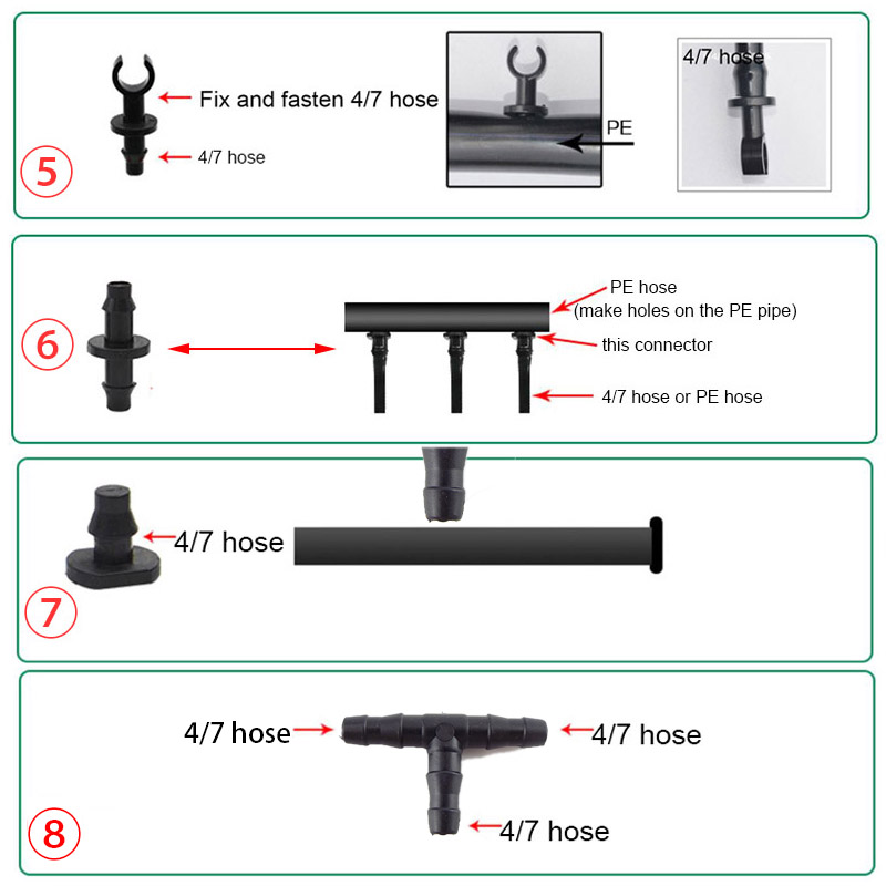 Set 50 Đầu Nối Chữ t 4 / 7mm Cho Ống Nước Tưới Cây