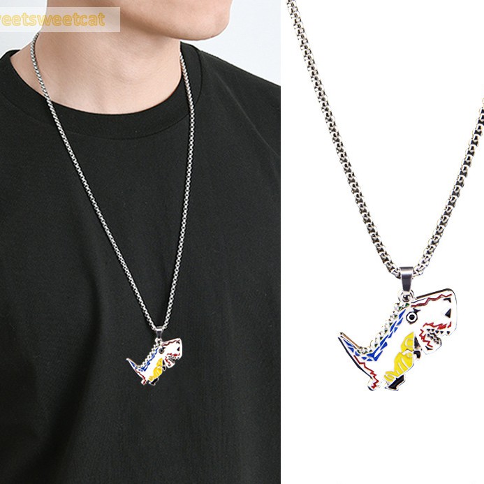 Vòng cổ hip hop thời trang cá tính vòng cổ titan thép vòng cổ nam nữ Hip hop jewelry Vòng cổ Hip Hop nam Vòng cổ nam Hip hop men's necklace Korean dinosaur men's and women's Pendant titanium steel simple graffiti pendant student jewelry