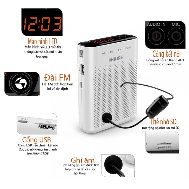 Loa trợ giảng không cây cao cấp Philips SBM230 chính hãng phiên bản 2022 có bluetooth