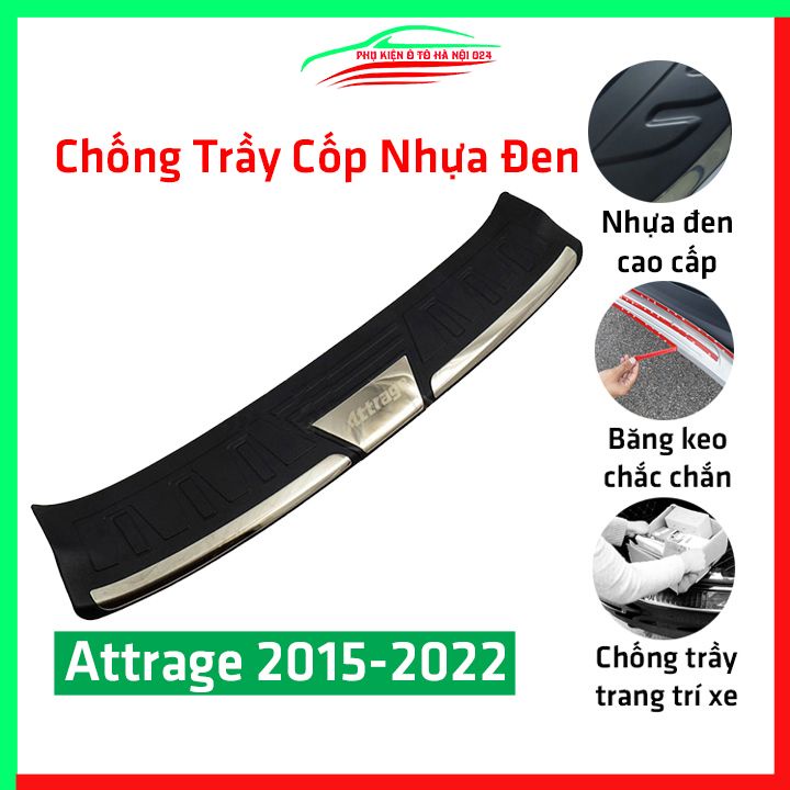 Ốp chống trầy cốp ngoài nhựa đen Attrage 2015-2020 hàng loại 1 dán cốp sau chống xước trang trí xe