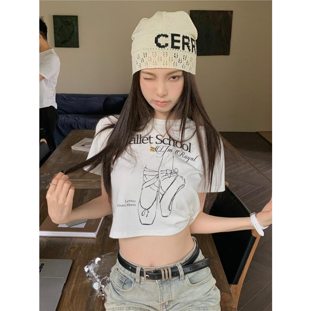 Áo Thun Dáng Ôm Ngắn In Họa Tiết Phong Cách Mỹ Thời Trang Mùa Hè Hàng Mới 62770