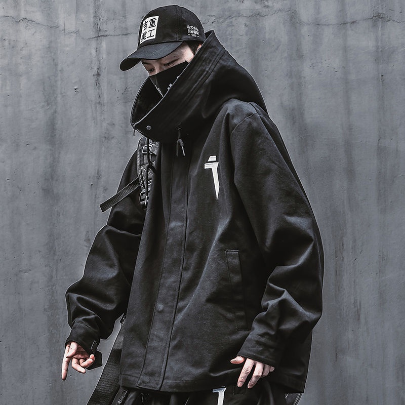 Áo Khoác Dáng Rộng Cổ Cao Có Khóa Kéo Phong Cách Hip Hop Đường Phố Cho Nam Và Nữ 0730