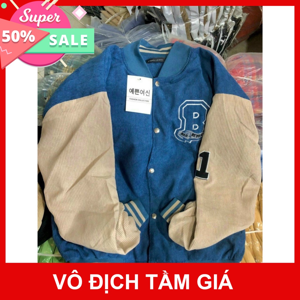Áo khoác nhung kiểu Bomber, 2 lớp dày dặn thêu chữ B Unisex nam nữ mặc đẹp - hoodie1996