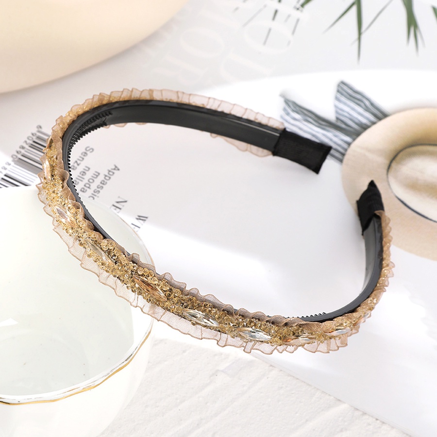 Băng Đô Cài Tóc Lưới Đính Đá &amp; Ngọc Trai Thanh Lịch Thời Trang Hàn Quốc