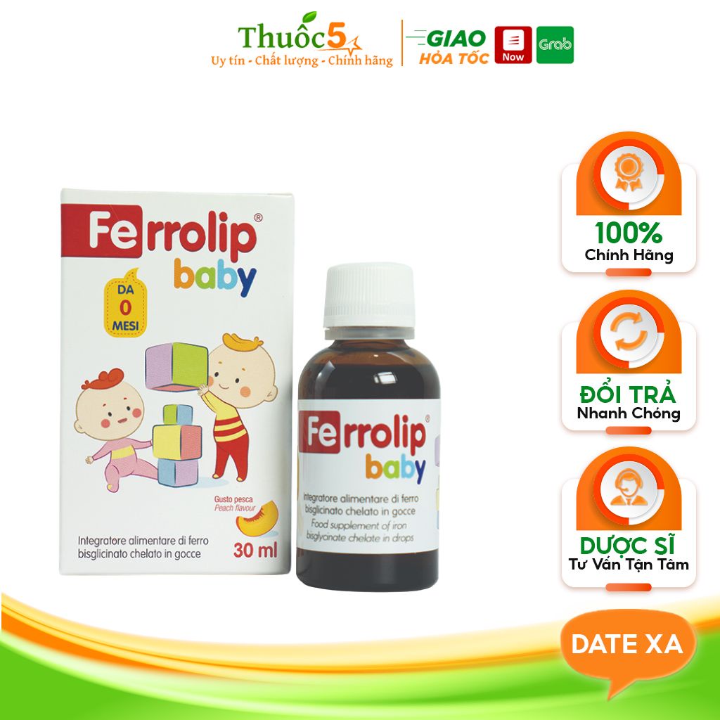 Siro Uống Ferrolip Baby Hỗ Trợ Bổ Sung Sắt, Giảm Tình Trạng Thiếu Máu Cho Trẻ Lọ 30ml