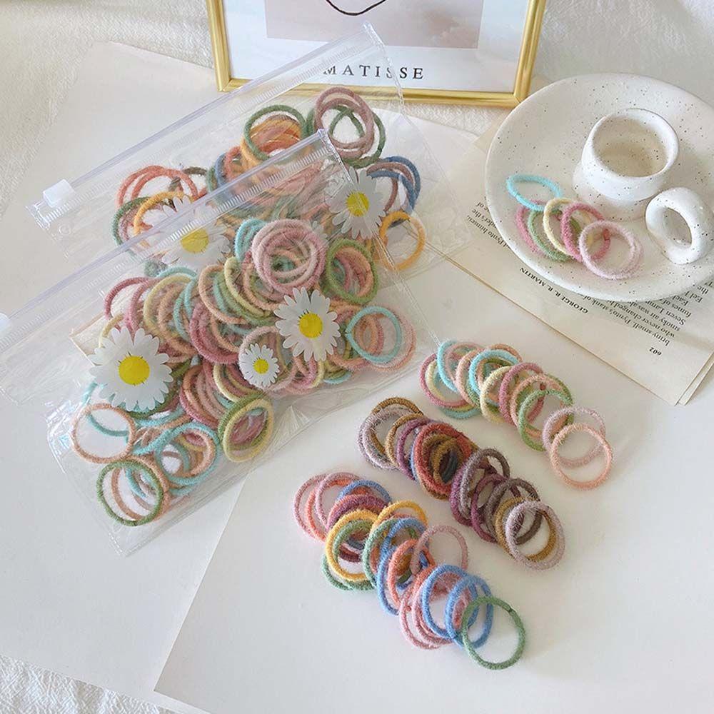 ANEMONE Dây Cột Tóc Cao Su Co Giãn Bọc Vải Lông Thời Trang Ngọt Ngào Cho Bé Gái