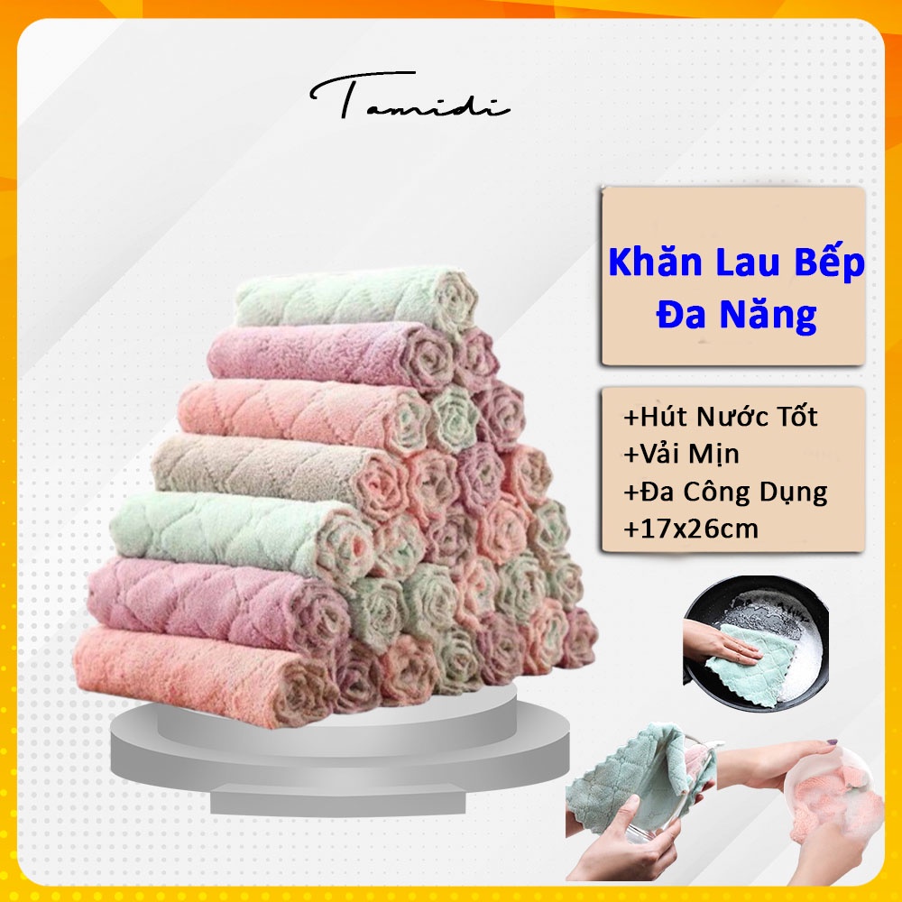 Khăn Lau Bếp Đa Năng 2 Mặt Siêu Thấm Lau Chén Đĩa 22x15 cm-TaMidi