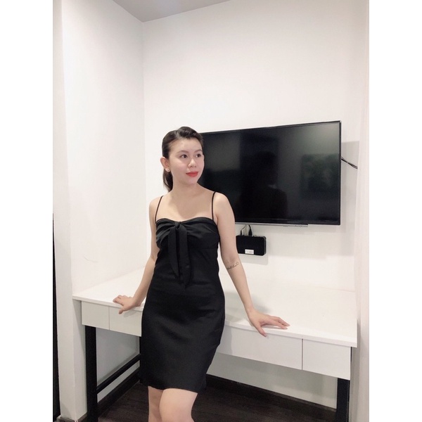 FEMEI - Đầm 2 dây nơ ngực lụa satin 2 da DRR008 | BigBuy360 - bigbuy360.vn