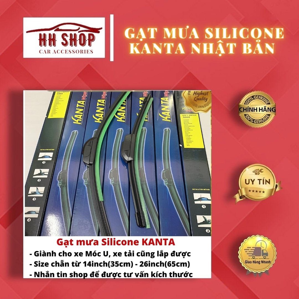 Gạt mưa Silicone Kanta Nhật Bản ❗CHÍNH HÃNG❗ Gạt mưa ô tô - Phù hợp với nhiều dòng xe Móc U - Kia, Hyundai, Mazda..