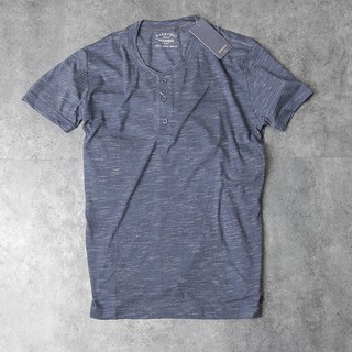 Henley mango VNXK màu ghi xước chất vải 100%cotton thấm hút mồ hôi