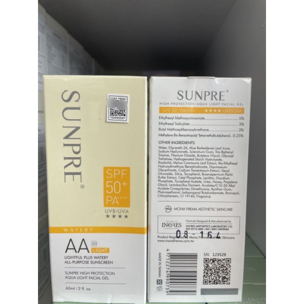 KCN KEM CHỐNG NẮNG MẪU MỚI MONA SUNPRE FREMA HIGH PROTECTION VÀNG AAL / XANH EG/ TÍM EP