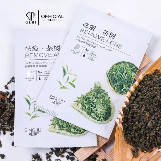 Mặt Nạ Tràm Trà Sạch Mụn Teatree Removing Acne 🌱𝑭𝒓𝒆𝒆𝒔𝒉𝒊𝒑🌱 Mặt Nạ Trà Xanh BINGJU Cấp Ẩm, Giảm Mụn Mask Nội Địa Trung | Thế Giới Skin Care