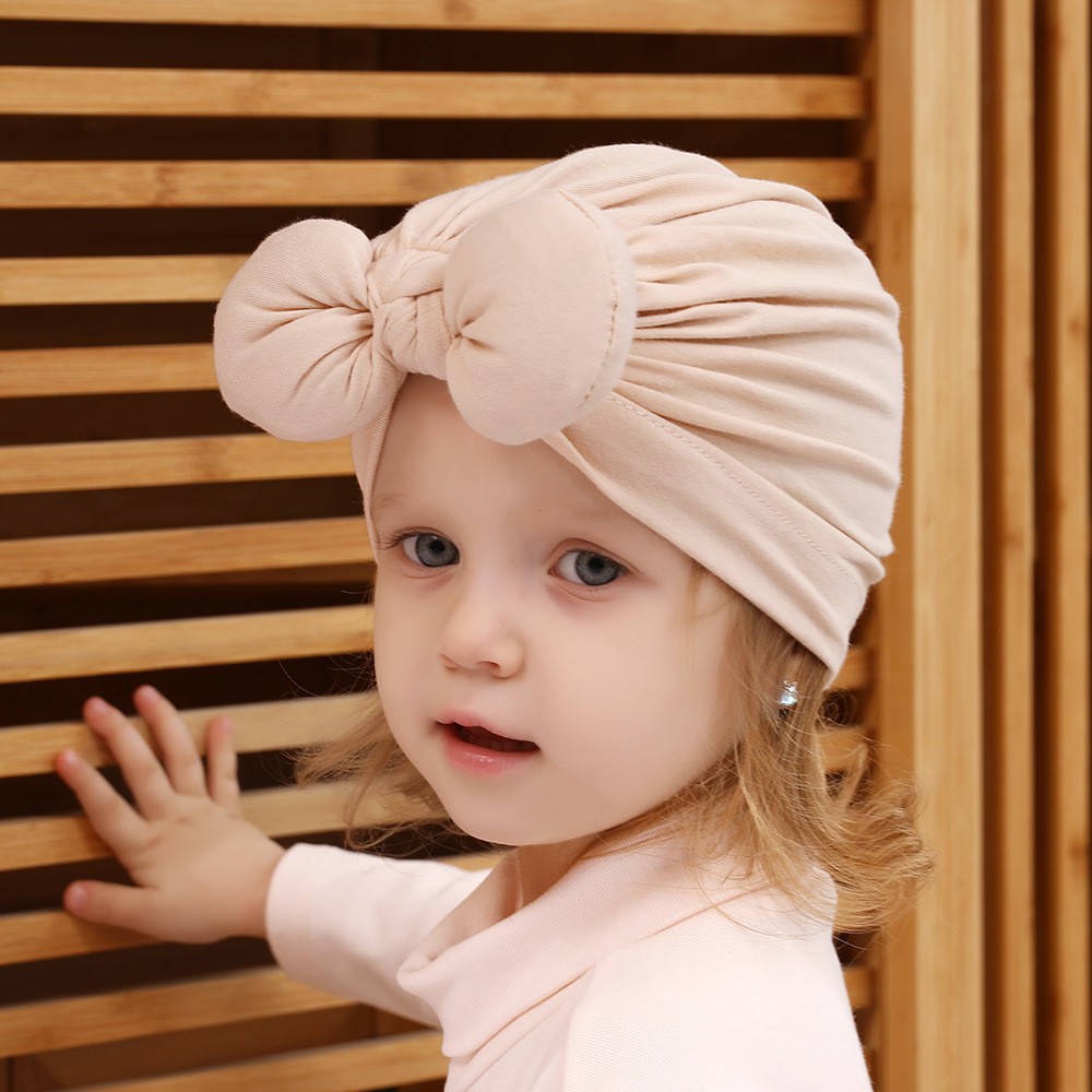 MŨ TURBAN COTTON TAI THỎ BÉO SIÊU MỀM MỊN DÀNH CHO BÉ GÁI