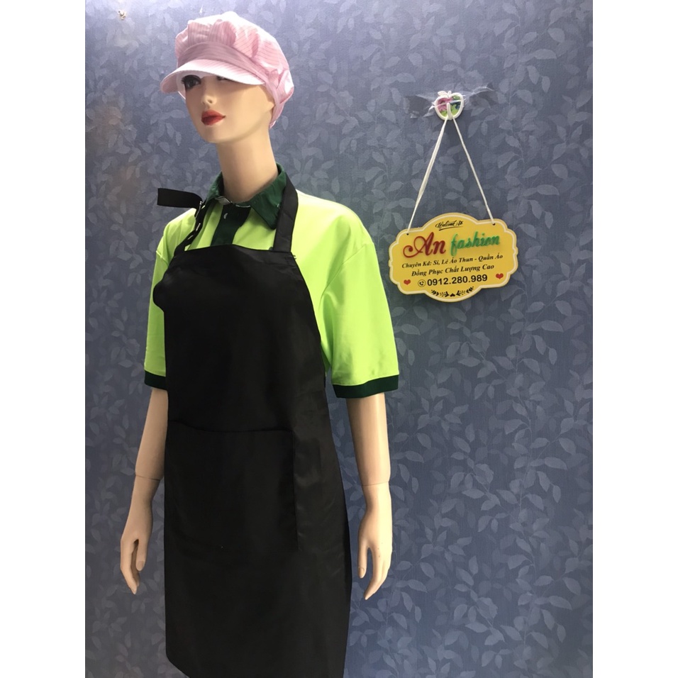 Tạp Dề Kaki Dài Màu đen Nam/Nữ Nhân Viên Phục Vụ Quán Cafe, Nhà Hàng, Gia Đình_Hình chụp thật