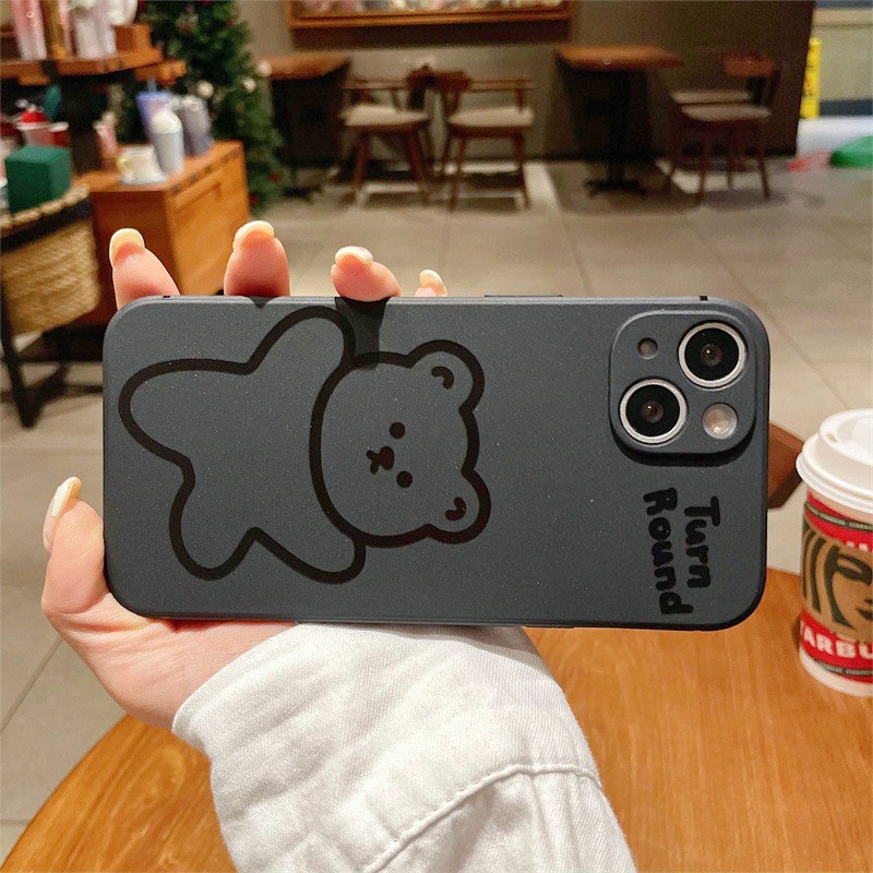 Ốp Iphone Dẻo Cạnh Vuông In Hình Gấu Nhám 7,8Plus,x,xs,xsmax,11,11promax,12,12promax,13,13promax