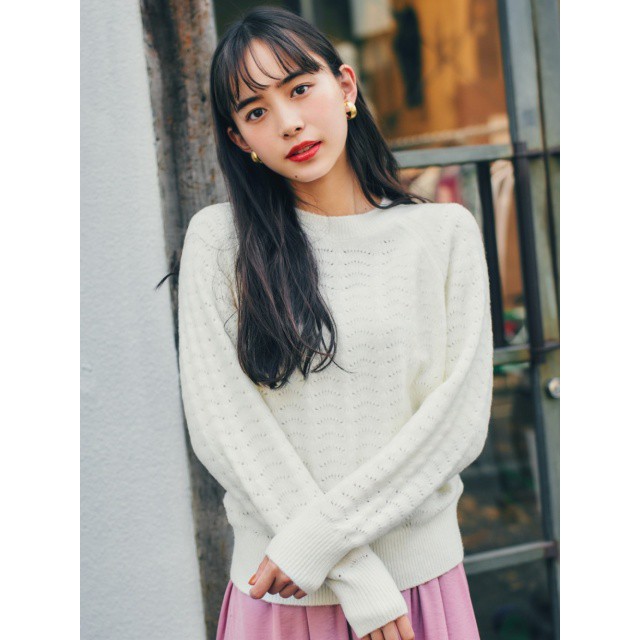 (UNIQLO chính hãng Nhật) Áo len nữ Souffle Yarn cổ tròn đan hoạ tiết | BigBuy360 - bigbuy360.vn