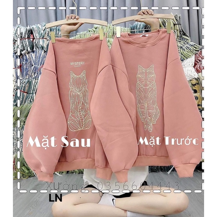 Áo nỉ bo cotton mèo vằn hai mặt LN12