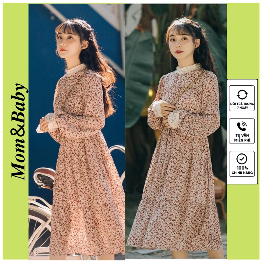 Váy bầu hoa nhí ren có dây đai thời trang thiết kế M151 Mom and Baby