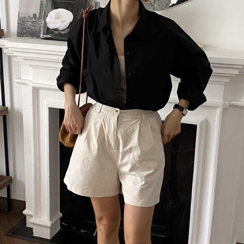 ÁO SƠ MI NỮ - HEE BY OHI - Màu Đen Cotton 100%