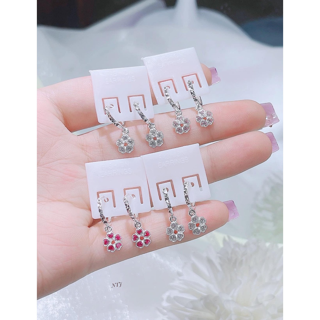 BÔNG TAI HOA NHÍ BẠC TA CHO BÉ GÁI