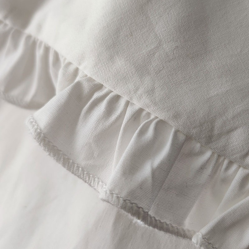 Cổ Áo Sơ Mi Hình Chữ Nhật Đính Nút Giả Nhún Bèo Thời Trang Cho Nữ