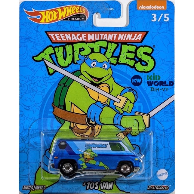 Xe mô hình Hot Wheels Premium Teenage Mutant Ninja Turtles Series '70s Van HCN89, bánh cao su.